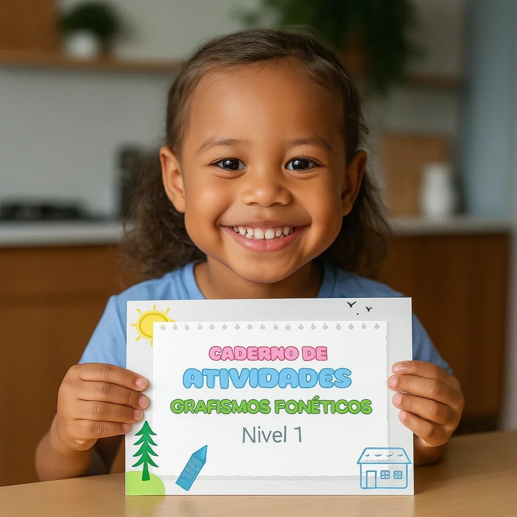 Criança fazendo atividade do kit